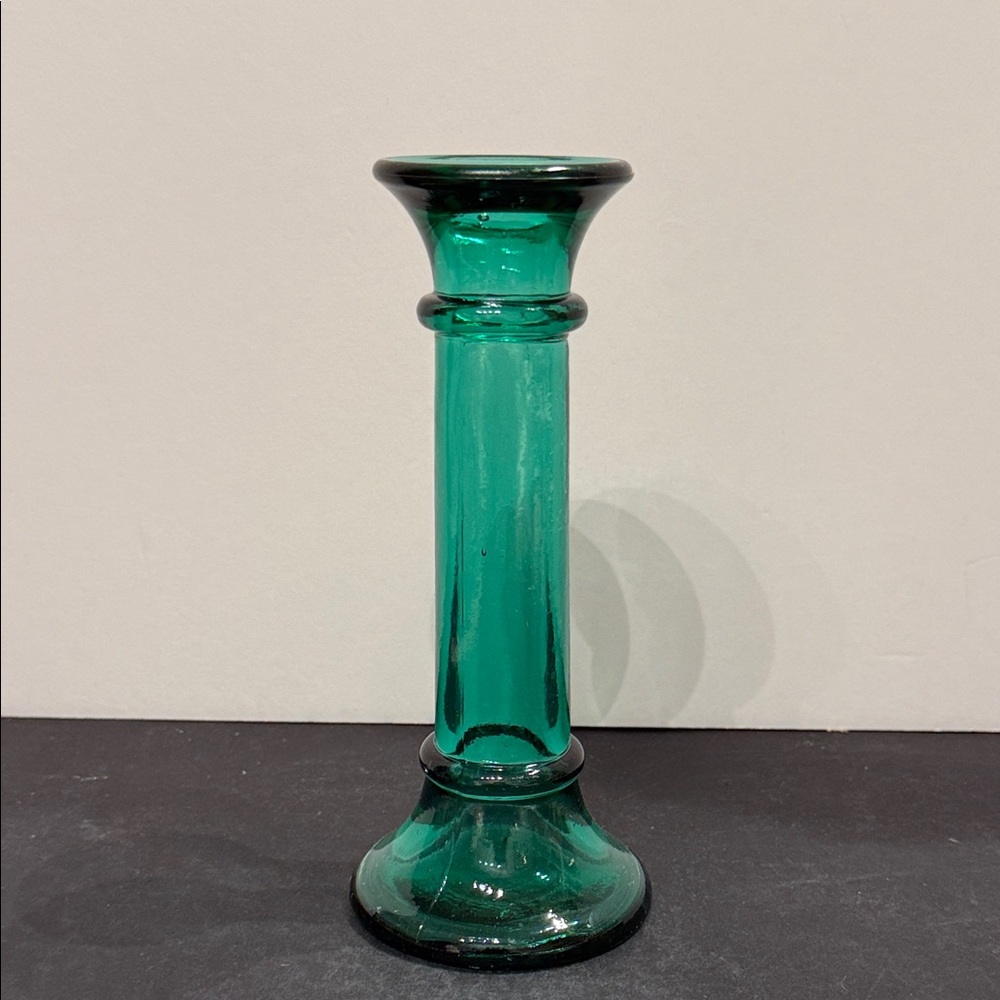 Vintage  Emerald Green Indiana Glass Candlestick Bud Vase